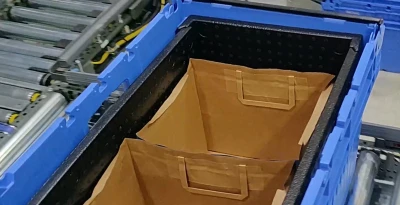 Header erecting inlays and placing paper bags2